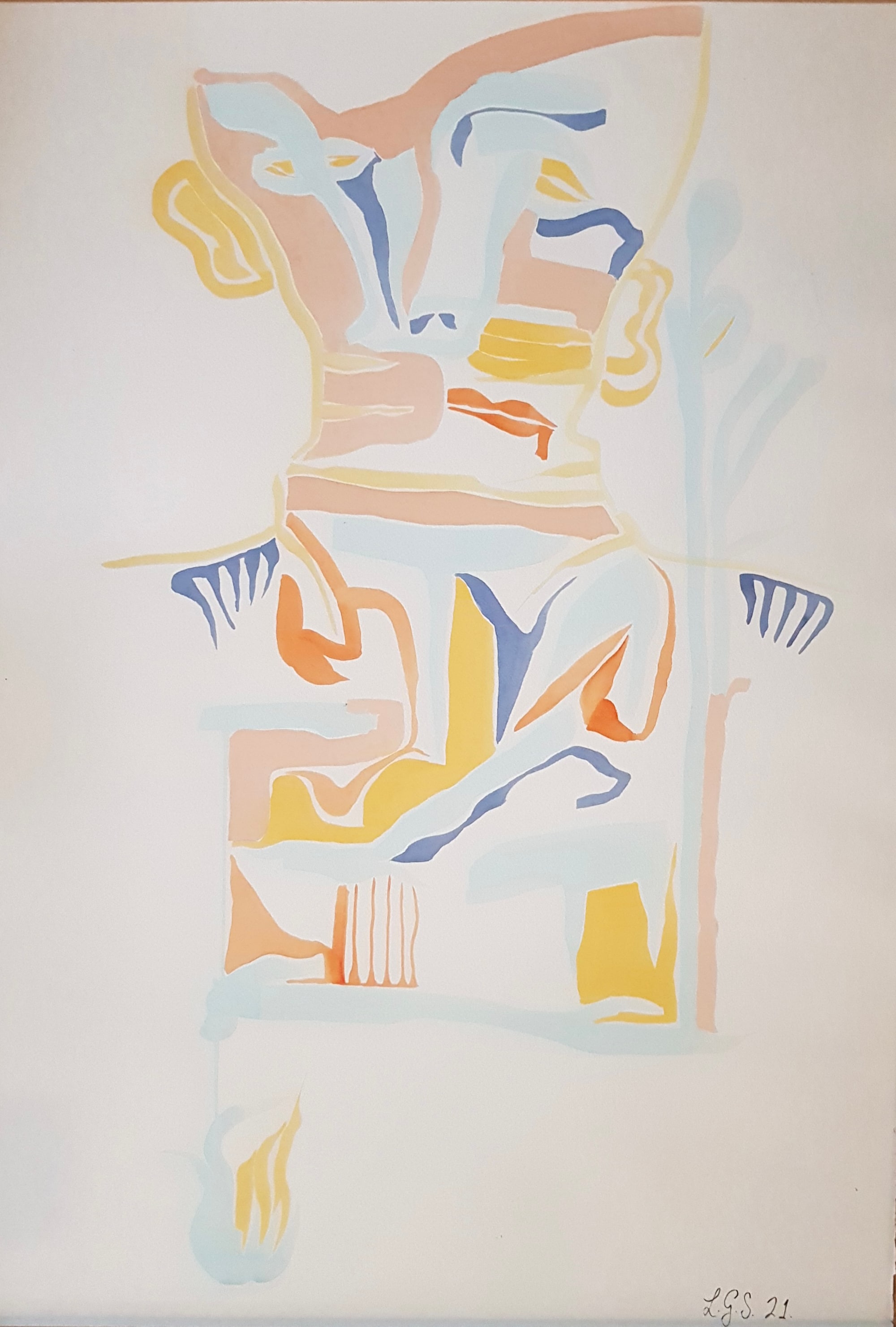 Autonomy of a sacred body — aquarelle on Arches paper, by Lawrence Grau Sundström