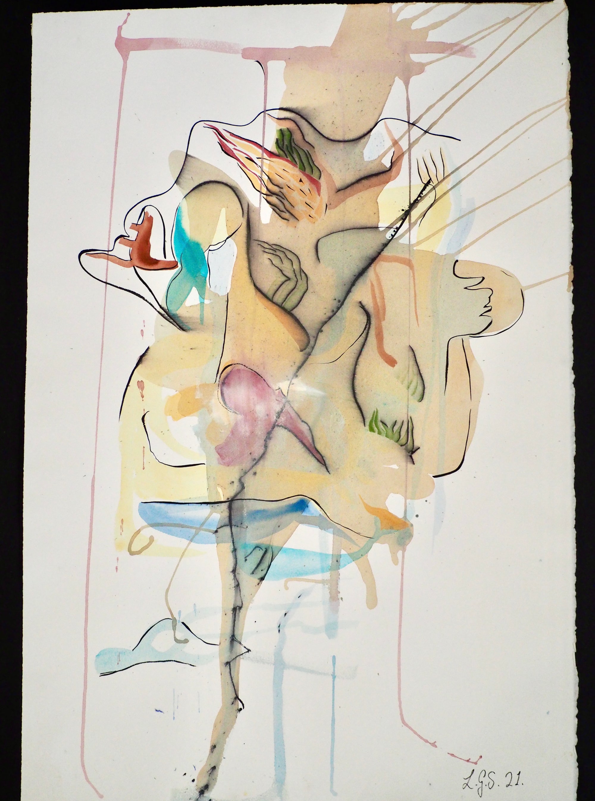 Pineal explosion — watercolour on paper, by Lawrence Grau Sundström